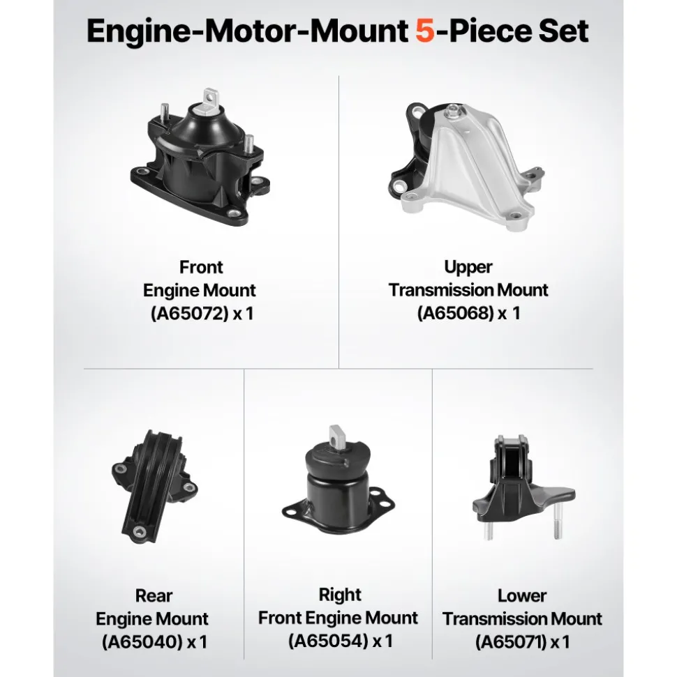 VEVOR Engine Motor Mount and Transmission Mount Kit Replacement, Set of 4, Compatible with 2011–2019 Dodge Journey 3.6L FWD, Replace OE# A5551, A5443, A5632, A5543, Secure Support
