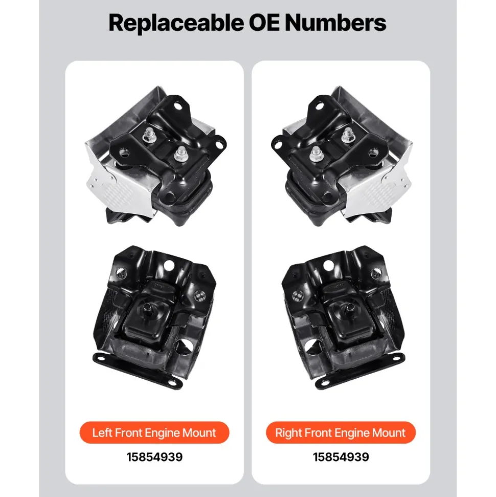 VEVOR Engine Motor Mount Kit Replacement, Set of 2, Compatible with 2007–2013 Chevrolet Silverado 1500 5.3L V8, Replace OE# A5365, A5365, Secure Support, Left and Right Front Mounts