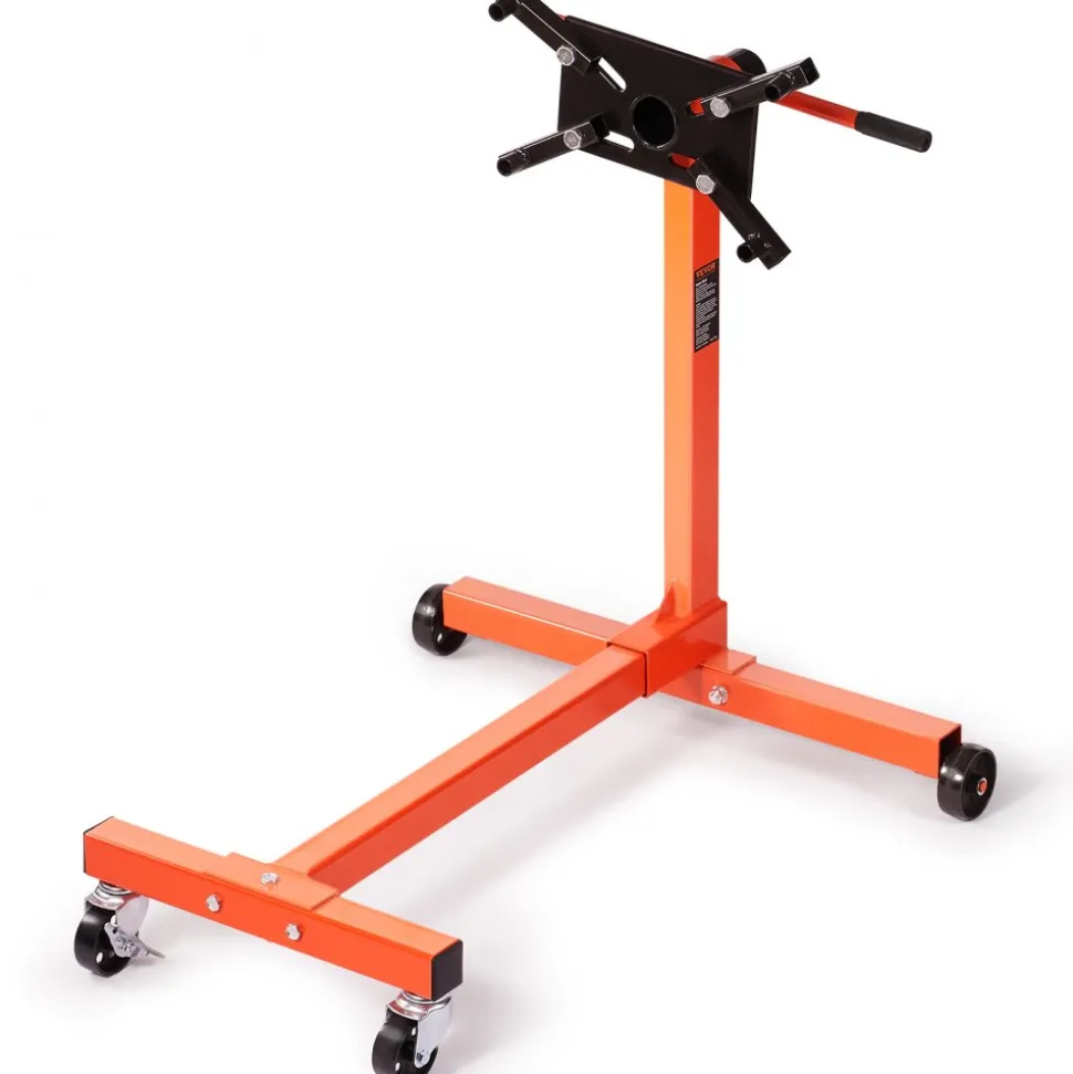 VEVOR Engine Stand, 750 lbs (3/8 Ton) Rotating Engine Motor Stand with 360 Degree Adjustable Head, Cast Iron Motor Hoist Dolly, 4-Caster, 4 Adjustable Arms, for Vehicle Maintenance, Auto Repair
