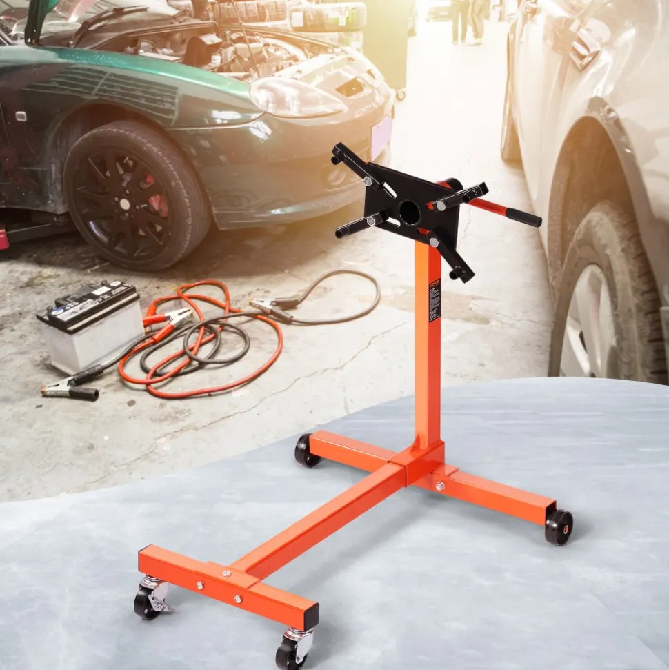 VEVOR Engine Stand, 750 lbs (3/8 Ton) Rotating Engine Motor Stand with 360 Degree Adjustable Head, Cast Iron Motor Hoist Dolly, 4-Caster, 4 Adjustable Arms, for Vehicle Maintenance, Auto Repair