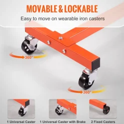 VEVOR Engine Stand, 750 lbs (3/8 Ton) Rotating Engine Motor Stand with 360 Degree Adjustable Head, Cast Iron Motor Hoist Dolly, 4-Caster, 4 Adjustable Arms, for Vehicle Maintenance, Auto Repair