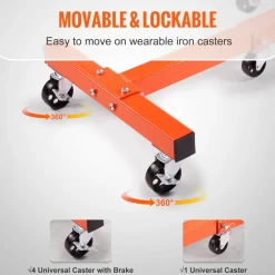 VEVOR Engine Stand, 1500 lbs (3/4 Ton) Rotating Engine Motor Stand with 360 Degree Adjustable Head, Cast Iron Folding Motor Hoist Dolly, 5-Caster, 4 Adjustable Arms, for Vehicle Maintenance