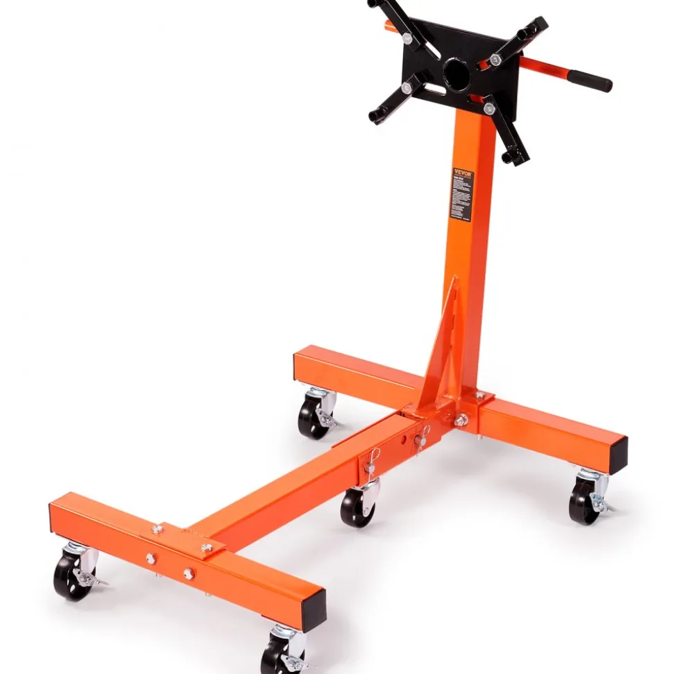 VEVOR Engine Stand, 1500 lbs (3/4 Ton) Rotating Engine Motor Stand with 360 Degree Adjustable Head, Cast Iron Folding Motor Hoist Dolly, 5-Caster, 4 Adjustable Arms, for Vehicle Maintenance