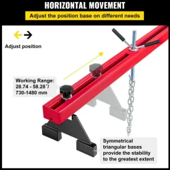 VEVOR Engine Support Bar 1100 Lbs Capacity Engine Transverse Bar Engine Hoist 2 Point Lift Holder Hoist Dual Hooks, Engine Hoist Keeps Engine Stable for Home Garages & Auto Repair Shop