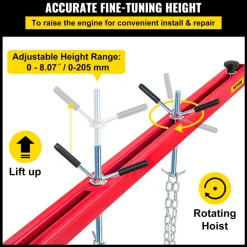 VEVOR Engine Support Bar 1100 Lbs Capacity Engine Transverse Bar Engine Hoist 2 Point Lift Holder Hoist Dual Hooks, Engine Hoist Keeps Engine Stable for Home Garages & Auto Repair Shop