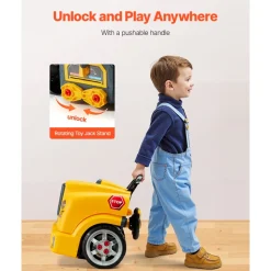 VEVOR Engine Toy, 60 Pieces, Kids Mechanic Car Repair Set with Removable Parts, Lights and Sounds, Steering Wheel and Horn, Kids Mechanic Workshop Set for Toddler Ages 3 Years and Up, Yellow