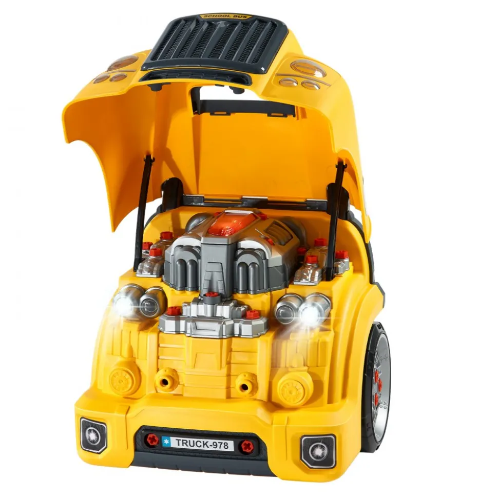 VEVOR Engine Toy, 60 Pieces, Kids Mechanic Car Repair Set with Removable Parts, Lights and Sounds, Steering Wheel and Horn, Kids Mechanic Workshop Set for Toddler Ages 3 Years and Up, Yellow