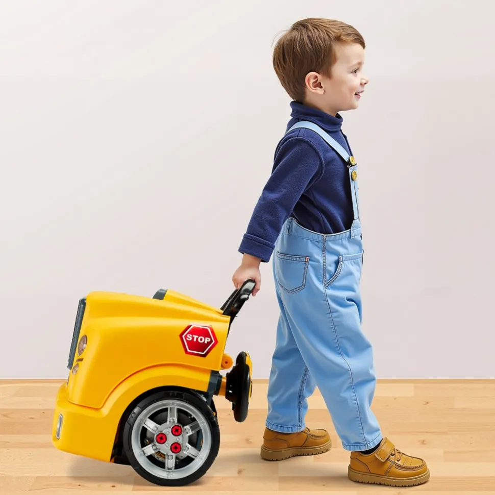 VEVOR Engine Toy, 60 Pieces, Kids Mechanic Car Repair Set with Removable Parts, Lights and Sounds, Steering Wheel and Horn, Kids Mechanic Workshop Set for Toddler Ages 3 Years and Up, Yellow