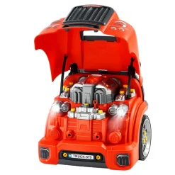 VEVOR Engine Toy, 60 Pieces, Kids Mechanic Car Repair Set with Removable Parts, Lights and Sounds, Steering Wheel and Horn, Kids Mechanic Workshop Set for Toddler Ages 3 Years and Up, Red
