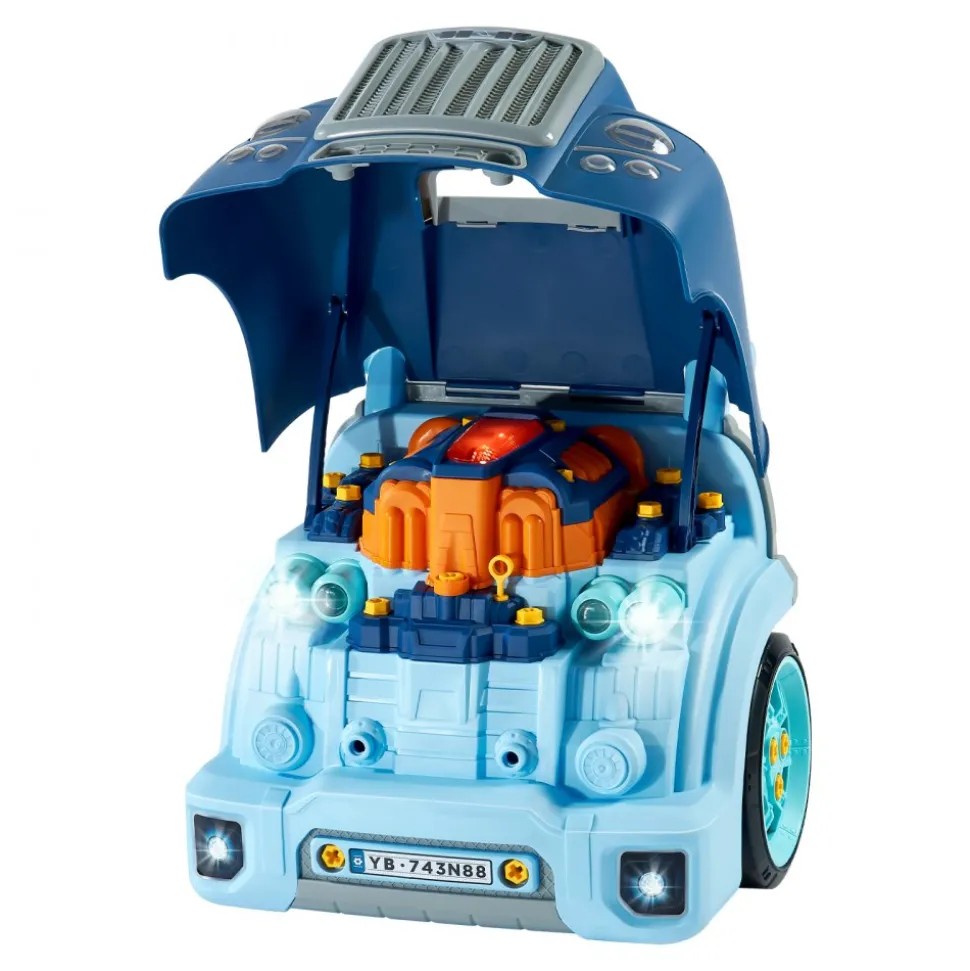 VEVOR Engine Toy, 60 Pieces, Kids Mechanic Car Repair Set with Removable Parts, Lights and Sounds, Steering Wheel and Horn, Kids Mechanic Workshop Set for Toddler Ages 3 Years and Up, Blue
