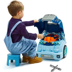 VEVOR Engine Toy, 60 Pieces, Kids Mechanic Car Repair Set with Removable Parts, Lights and Sounds, Steering Wheel and Horn, Kids Mechanic Workshop Set for Toddler Ages 3 Years and Up, Blue