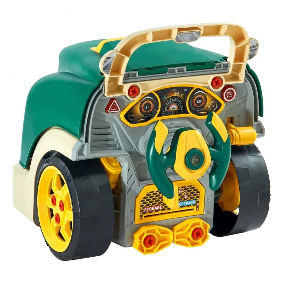 VEVOR Engine Toy, 60 Pieces, Kids Mechanic Car Repair Set with Removable Parts, Lights and Sounds, Steering Wheel and Horn, Kids Mechanic Workshop Set for Toddler Ages 3 Years and Up, Green