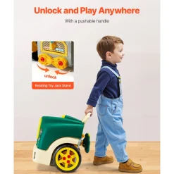 VEVOR Engine Toy, 60 Pieces, Kids Mechanic Car Repair Set with Removable Parts, Lights and Sounds, Steering Wheel and Horn, Kids Mechanic Workshop Set for Toddler Ages 3 Years and Up, Green