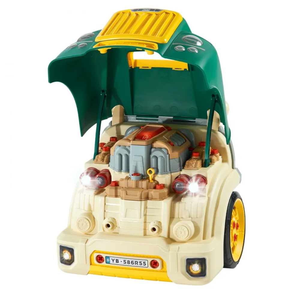 VEVOR Engine Toy, 60 Pieces, Kids Mechanic Car Repair Set with Removable Parts, Lights and Sounds, Steering Wheel and Horn, Kids Mechanic Workshop Set for Toddler Ages 3 Years and Up, Green
