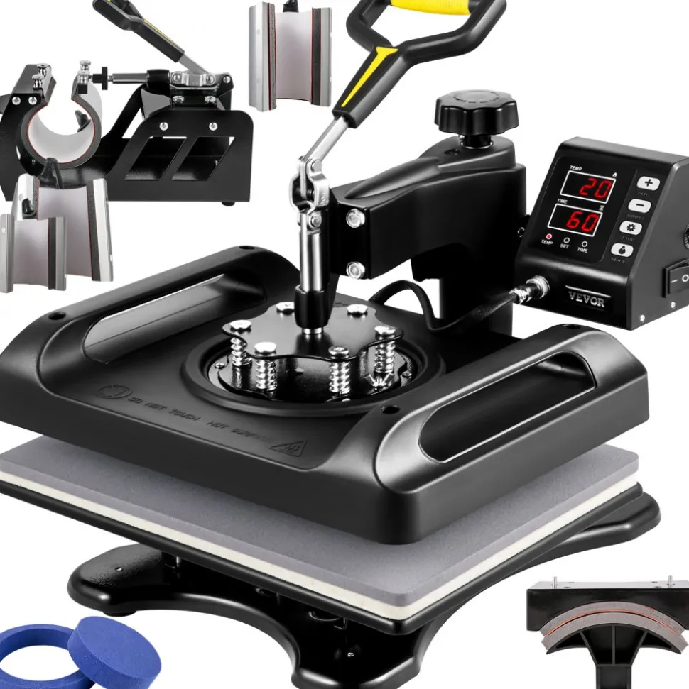 VEVOR Enhanced Heat Press Device, ETL Safety Certified, 12x15 inch, 8-in-1 Energy Efficient Combo, Versatile Sublimation with 360° Swivel