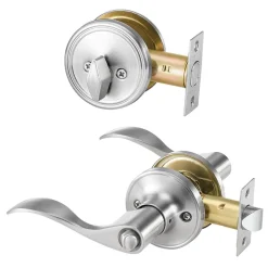 VEVOR Entry Door Locksets with Deadbolt, 5 Pack Satin Nickel Entry Lever and Single Cylinder Deadbolt, Keyed Alike Combo Pack, Fit for 1-3/8