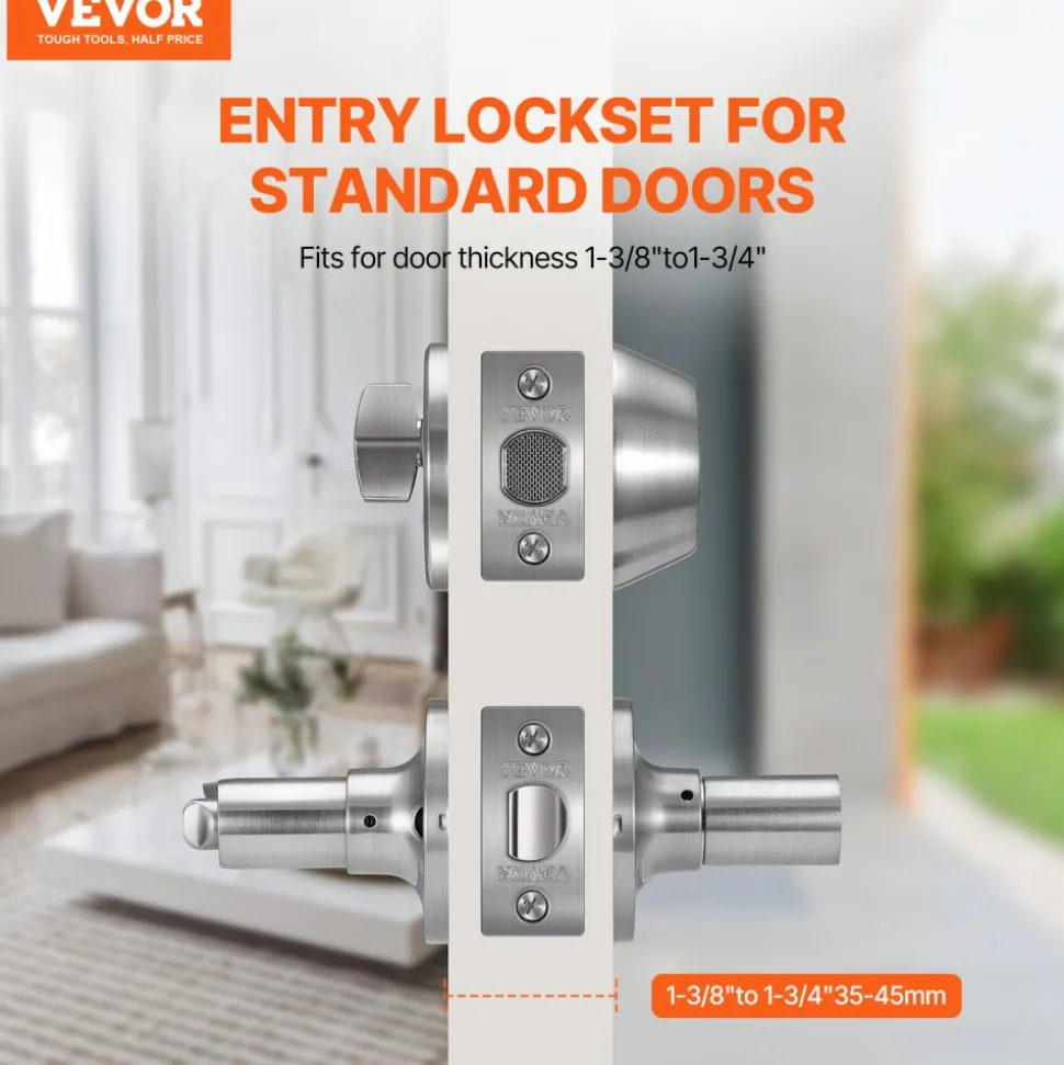 VEVOR Entry Door Locksets with Deadbolt, 5 Pack Satin Nickel Entry Lever and Single Cylinder Deadbolt, Keyed Alike Combo Pack, Fit for 1-3/8" to 1-3/4" Door Thickness, for Entrance and Front Door