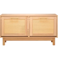 VEVOR Entryway Shoe Bench, 39.4 x 11.8 x 20.9 Inch Rattan-Like Shoes Bench with 2 Flip Drawers, 300lbs Shoe Storage Rack with 4 Compartments and 2 Rattan Doors, for Hallway, Living Room, Bedroom