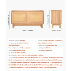 VEVOR Entryway Shoe Bench, 39.4 x 11.8 x 20.9 Inch Rattan-Like Shoes Bench with 2 Flip Drawers, 300lbs Shoe Storage Rack with 4 Compartments and 2 Rattan Doors, for Hallway, Living Room, Bedroom