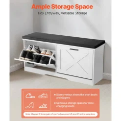 VEVOR Entryway Shoe Storage Bench 39.4