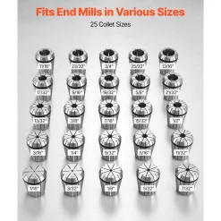 VEVOR ER32 Collet Set 1/16"-13/16" 25 Piece ER32 Spring Collet Chuck Set, for Milling Machines & Drill Presses, 0.0008" TIR High Concentricity, Precision Lathe Chuck Tool with Storage Box, Alloy Steel