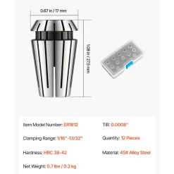 VEVOR ER16 Collet Set 1/16