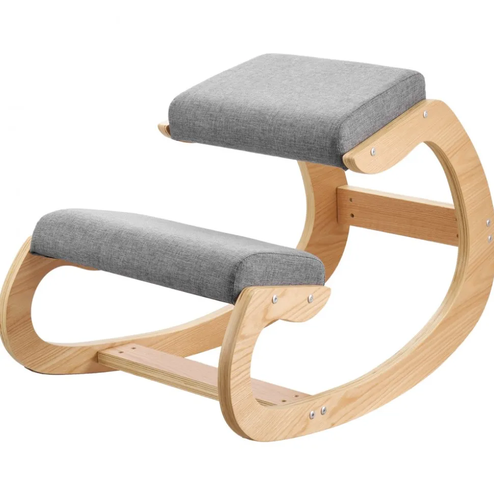 VEVOR Ergonomic Kneeling Chair, Wooden Posture Knee Chair with Adjustable Thick Foam Cushions & Solid Wood Frame, Adjustable Height, Relief for Neck or Back Pain for Home, Office or Meditation, Beige
