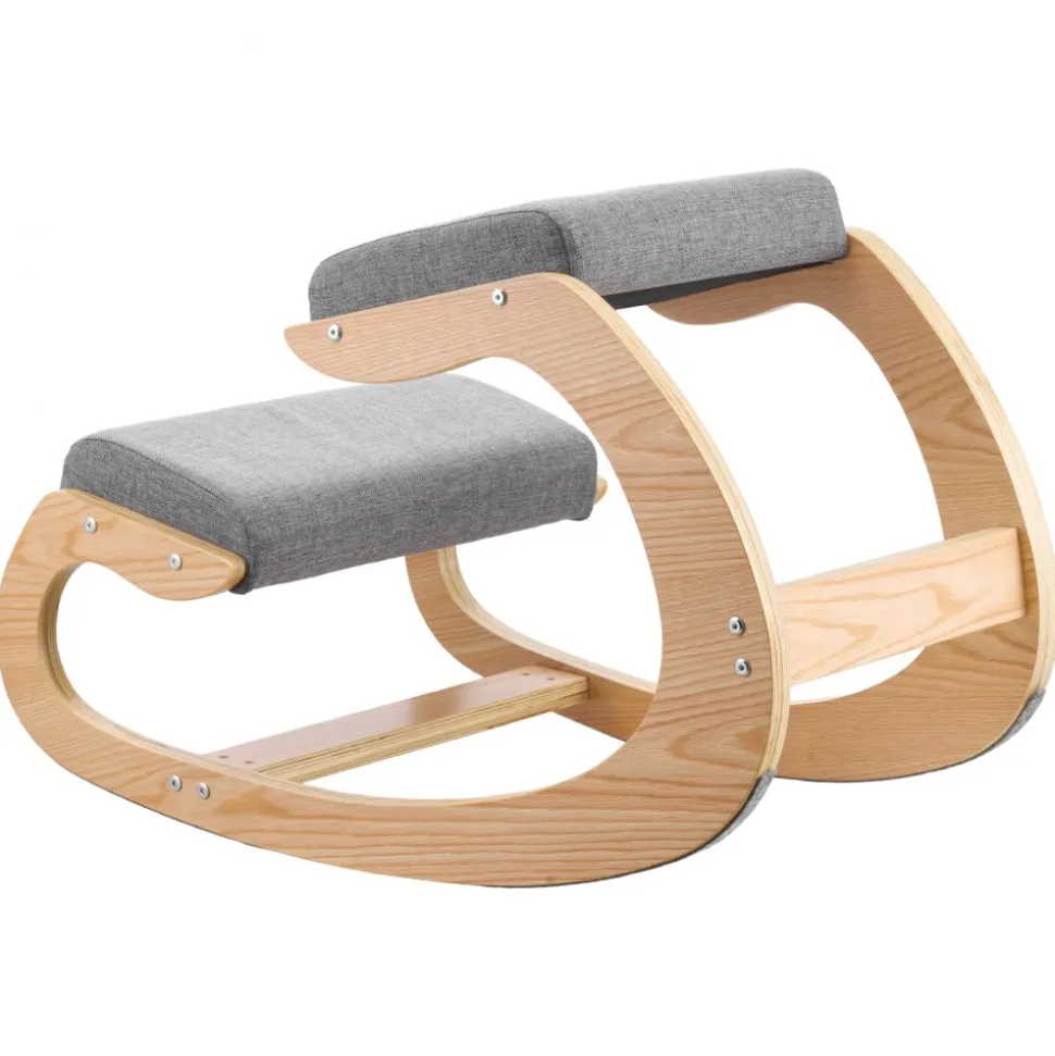 VEVOR Ergonomic Kneeling Chair, Wooden Posture Knee Chair with Adjustable Thick Foam Cushions & Solid Wood Frame, Adjustable Height, Relief for Neck or Back Pain for Home, Office or Meditation, Beige