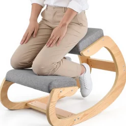 VEVOR Ergonomic Kneeling Chair, Wooden Posture Knee Chair with Adjustable Thick Foam Cushions & Solid Wood Frame, Adjustable Height, Relief for Neck or Back Pain for Home, Office or Meditation, Beige