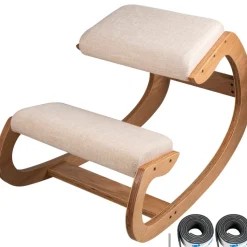 VEVOR Ergonomic Kneeling Chair with Backrest & Wheels, Mobile X-Shaped Posture Knee Chair with Adjustable Height & Thick Foam Cushions, Relief for Neck or Back Pain for Home, Office, Meditation, Black