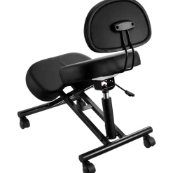 VEVOR Ergonomic Kneeling Chair with Backrest & Wheels, Mobile X-Shaped Posture Knee Chair with Adjustable Height & Thick Foam Cushions, Relief for Neck or Back Pain for Home, Office, Meditation, Black