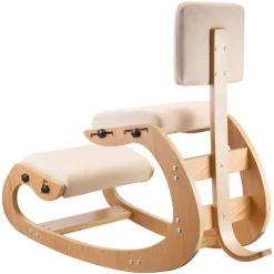 VEVOR Ergonomic Kneeling Chair, Wooden Posture Knee Chair with Adjustable Thick Foam Cushions, Backrest and Wood Frame, Adjustable Height, Relief for Neck or Back Pain for Home, Office or Meditation