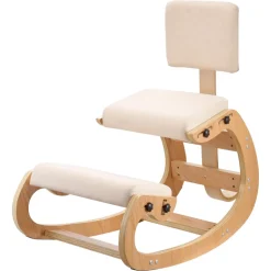 VEVOR Ergonomic Kneeling Chair, Wooden Posture Knee Chair with Adjustable Thick Foam Cushions, Backrest and Wood Frame, Adjustable Height, Relief for Neck or Back Pain for Home, Office or Meditation