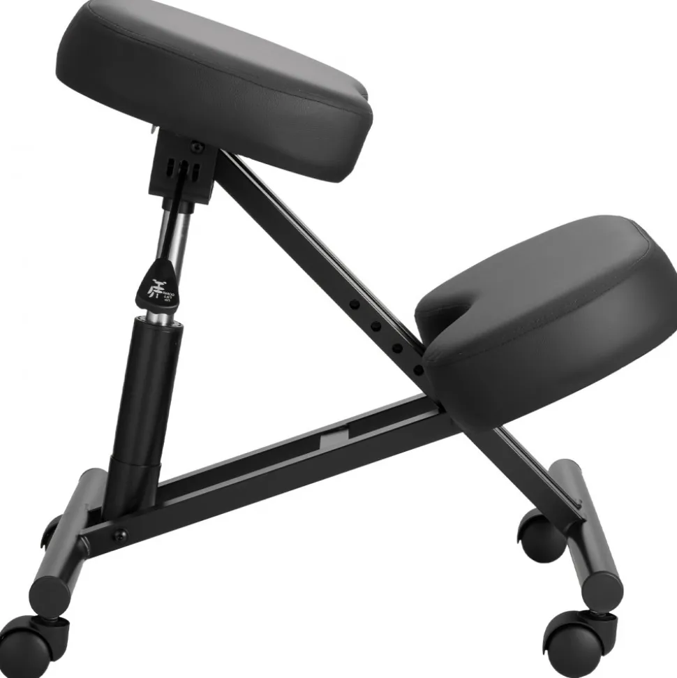 VEVOR Ergonomic Kneeling Chair with Wheels, Mobile X-Shaped Posture Knee Chair with Adjustable Height & Thick Foam Cushions, Natural Relief for Neck or Back Pain for Home, Office or Meditation, Black