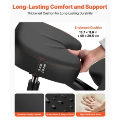 VEVOR Ergonomic Kneeling Chair with Wheels, Mobile X-Shaped Posture Knee Chair with Adjustable Height & Thick Foam Cushions, Natural Relief for Neck or Back Pain for Home, Office or Meditation, Black