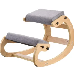 VEVOR Ergonomic Kneeling Chair, Wooden Posture Knee Chair with Adjustable Thick Foam Cushions & Solid Wood Frame, Adjustable Height, Relief for Neck or Back Pain for Home, Office or Meditation, Gray