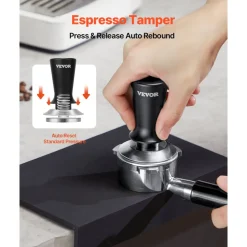 VEVOR Espresso Tamper 51mm, Spring Loaded Coffee Tamper, 30 lbs Tamper Tool Espresso, Stainless Tamper with Non-Slip Grip