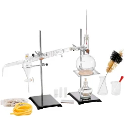 VEVOR Essential Oil Distillation Kit, 500ml Distillation Apparatus, 3.3 Boro Lab Glassware Distillation Kit with Alcohol Lamp, Ceramic Mesh and 24, 40 Joint, 28 pcs Set