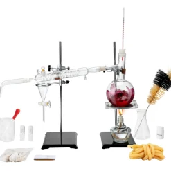 VEVOR Essential Oil Distillation Kit, 500ml Distillation Apparatus, 3.3 Boro Lab Glassware Distillation Kit with Alcohol Lamp, Ceramic Mesh and 24, 40 Joint, 28 pcs Set