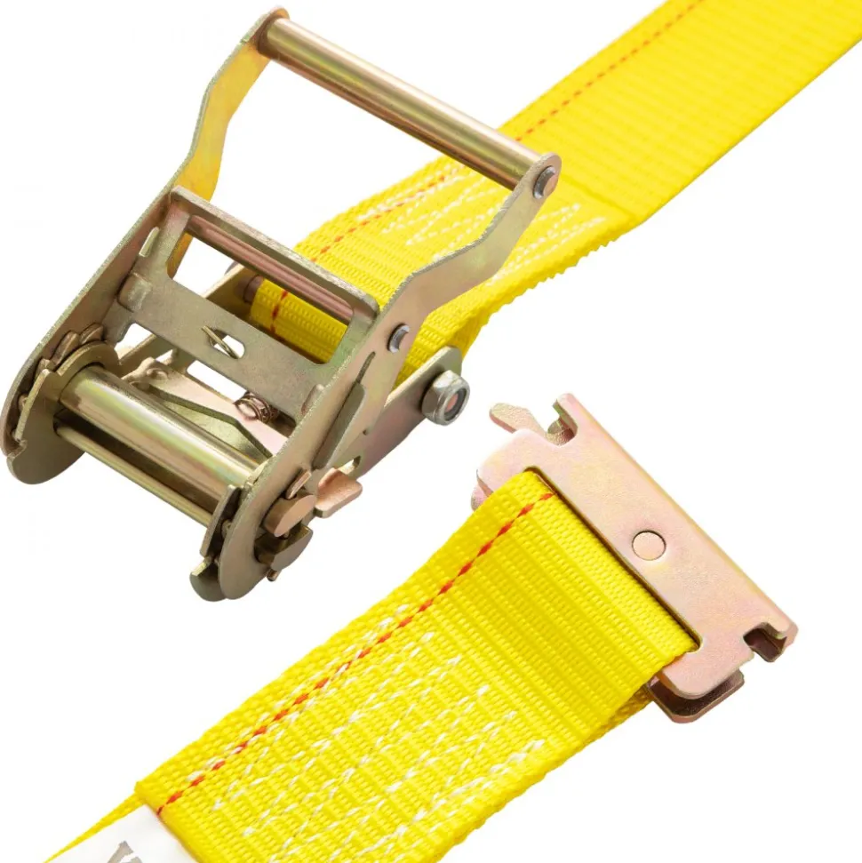 VEVOR E Track Ratchet Strap, 18PCS 2" x 15' E-Track Straps 4400 LBS Breaking Strength, with Polyester Webbing & Spring Fitting & Ratchets, Durable Tie-Downs for Motorcycles, Tire, Trailer Loads