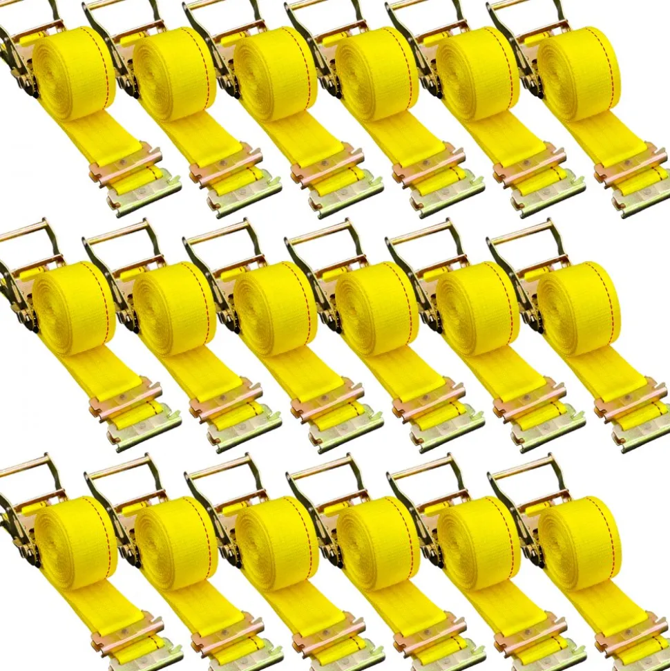 VEVOR E Track Ratchet Strap, 18PCS 2" x 15' E-Track Straps 4400 LBS Breaking Strength, with Polyester Webbing & Spring Fitting & Ratchets, Durable Tie-Downs for Motorcycles, Tire, Trailer Loads