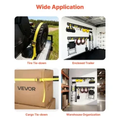 VEVOR E-Track Tie-Down Rail Kit, 8 Pack (5ft+4ft+2ft+1ft) E Track Rails, 36 Pcs Includes 2 Ratchet Straps & 8 O-Rings & 8 Tie-Offs with D-Ring & 2 Single Slots & 16 End Caps, Fit for Vans Trailers