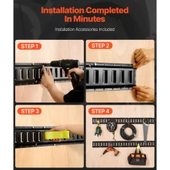 VEVOR E Track Tie Down Rail Kit, 5' Steel Rails, 4 Pack, Secure Cargo & Heavy Loads Up to 2000 lbs, Heavy Duty Etrack Rails with Screws for Garages, Vans, Trailers, Motorcycle Tie Downs, ATV Mountings