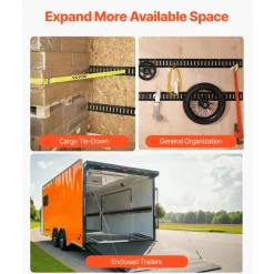 VEVOR E Track Tie Down Rail Kit, 5' Steel Rails, 4 Pack, Secure Cargo & Heavy Loads Up to 2000 lbs, Heavy Duty Etrack Rails with Screws for Garages, Vans, Trailers, Motorcycle Tie Downs, ATV Mountings