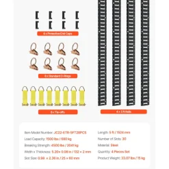 VEVOR E Track Tie Down Rail Kit, 5' Steel Rails, 4 Pack, Secure Cargo & Heavy Loads Up to 2000 lbs, Heavy Duty Etrack Rails with Screws for Garages, Vans, Trailers, Motorcycle Tie Downs, ATV Mountings