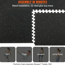 VEVOR EVA Interlocking Foam Floor Mats, 0.56 in Thickened 12 Pcs Puzzle Rubber Tiles, 24 x 24 in Exercise Floor Mat for Workout & Fitness, Heavy Duty Flooring Mats for Home, Gym, Office-48 Sq Ft