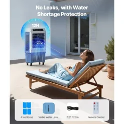 VEVOR Evaporative Air Cooler, 3100 CFM with 9 Gallon Water Tank Swamp Cooler, Portable Cooling Fan with Remote Control, 12H Timer, 4 Ice Boxes, Quiet Operation, 3 Wind Speeds for Outdoor Indoor Use