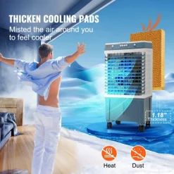 VEVOR Evaporative Cooler, 1400 CFM Air Cooler, 84° Oscillating Swamp Cooler ,5 Gal Portable Air Cooler for 550 Sq.ft with 3 Speeds Adjustable Control, Indoor Outdoor Use, FCC Listed