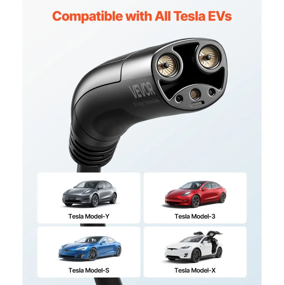 VEVOR EV Charger Extension Cable for Tesla, 48Amp 21 ft Max 240V 11.52 kW with NACS Plug, EV Extension Cord for Level 1/2 Tesla Mobile/Wall Connector/Destination Charger, Model Y/X/3/S, Carrying Bag