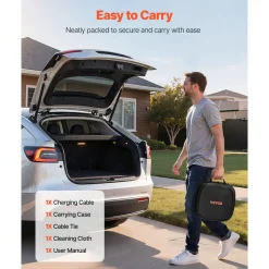 VEVOR EV Charger Extension Cable for Tesla, 48Amp 21 ft Max 240V 11.52 kW with NACS Plug, EV Extension Cord for Level 1/2 Tesla Mobile/Wall Connector/Destination Charger, Model Y/X/3/S, Carrying Bag